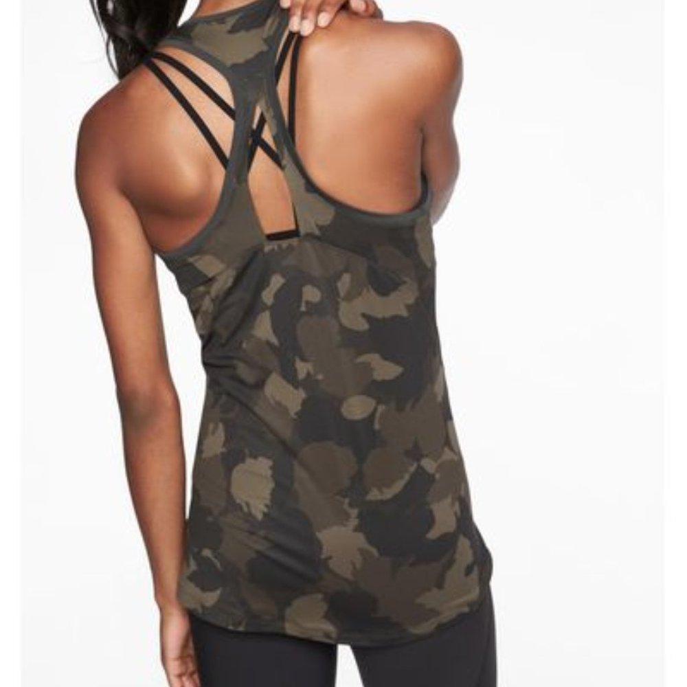 Athleta Olive Camo Print Keyhole Tank Top - M